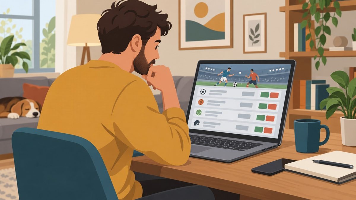 Una persona revisa condiciones de apuestas en una computadora portátil