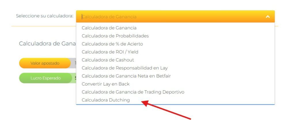 Calculadora de apuestas utilizada para saber la ganancia de una surebet