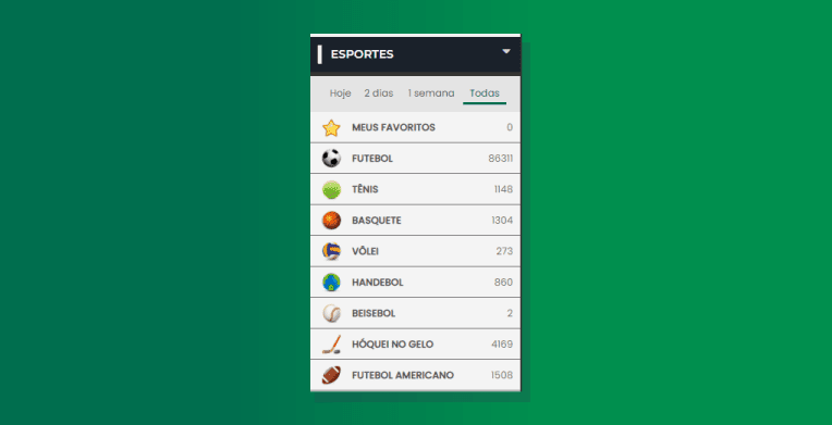 localizar a opção “futebol”