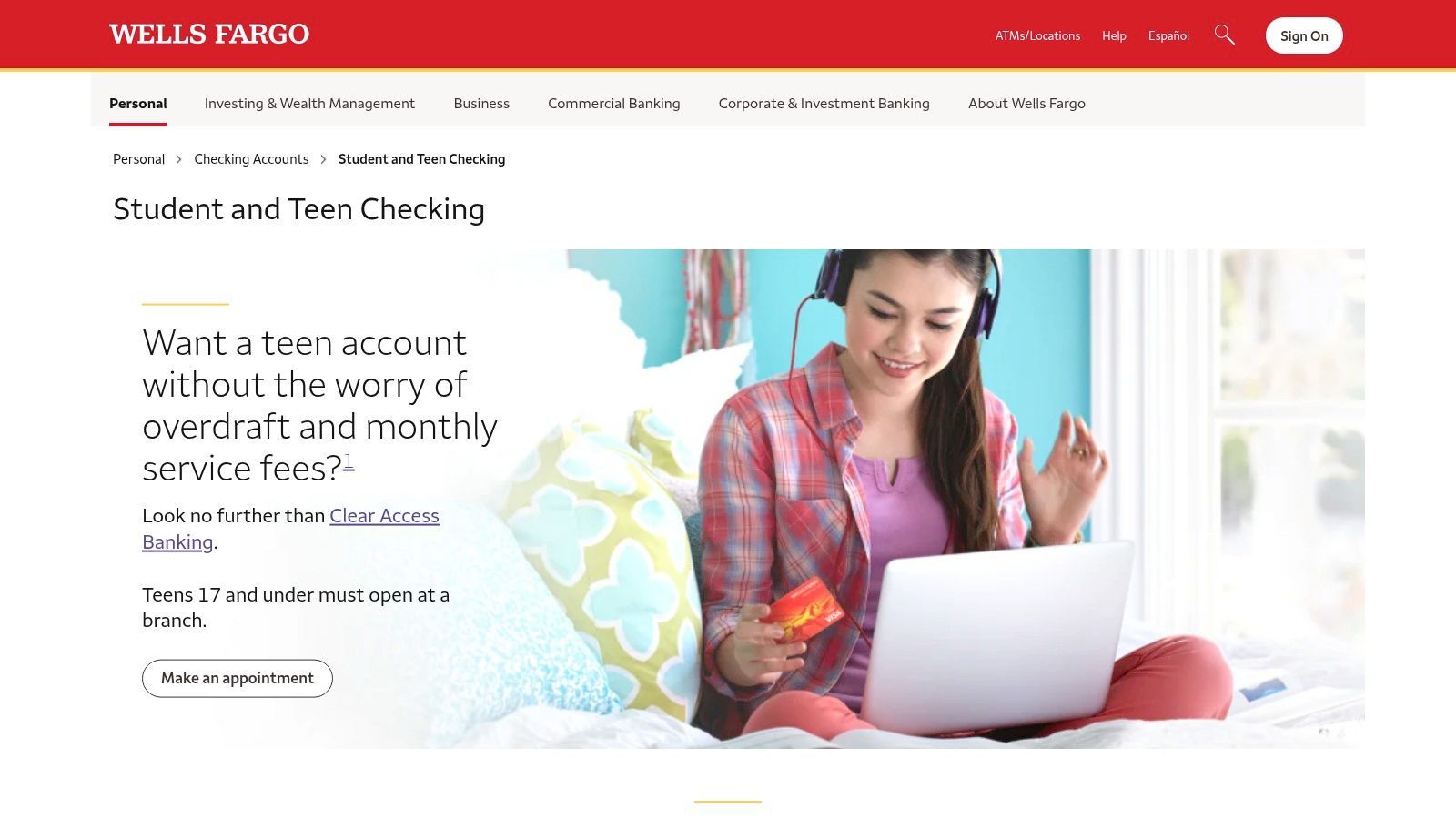 Wells Fargo — Student and Teen Checking
