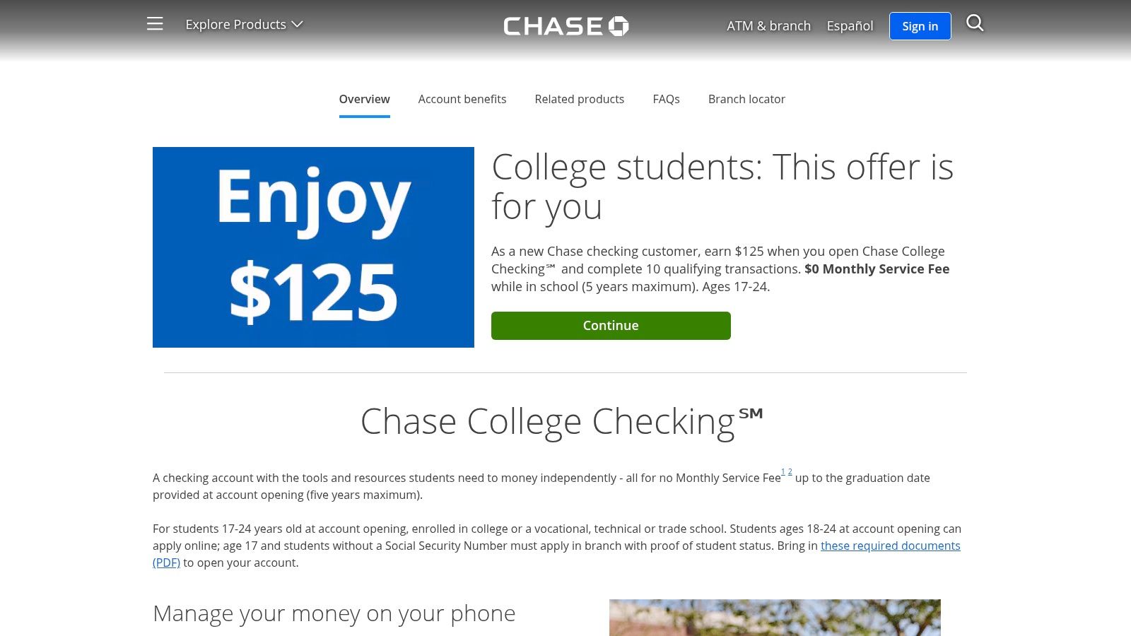 Chase — College Checking