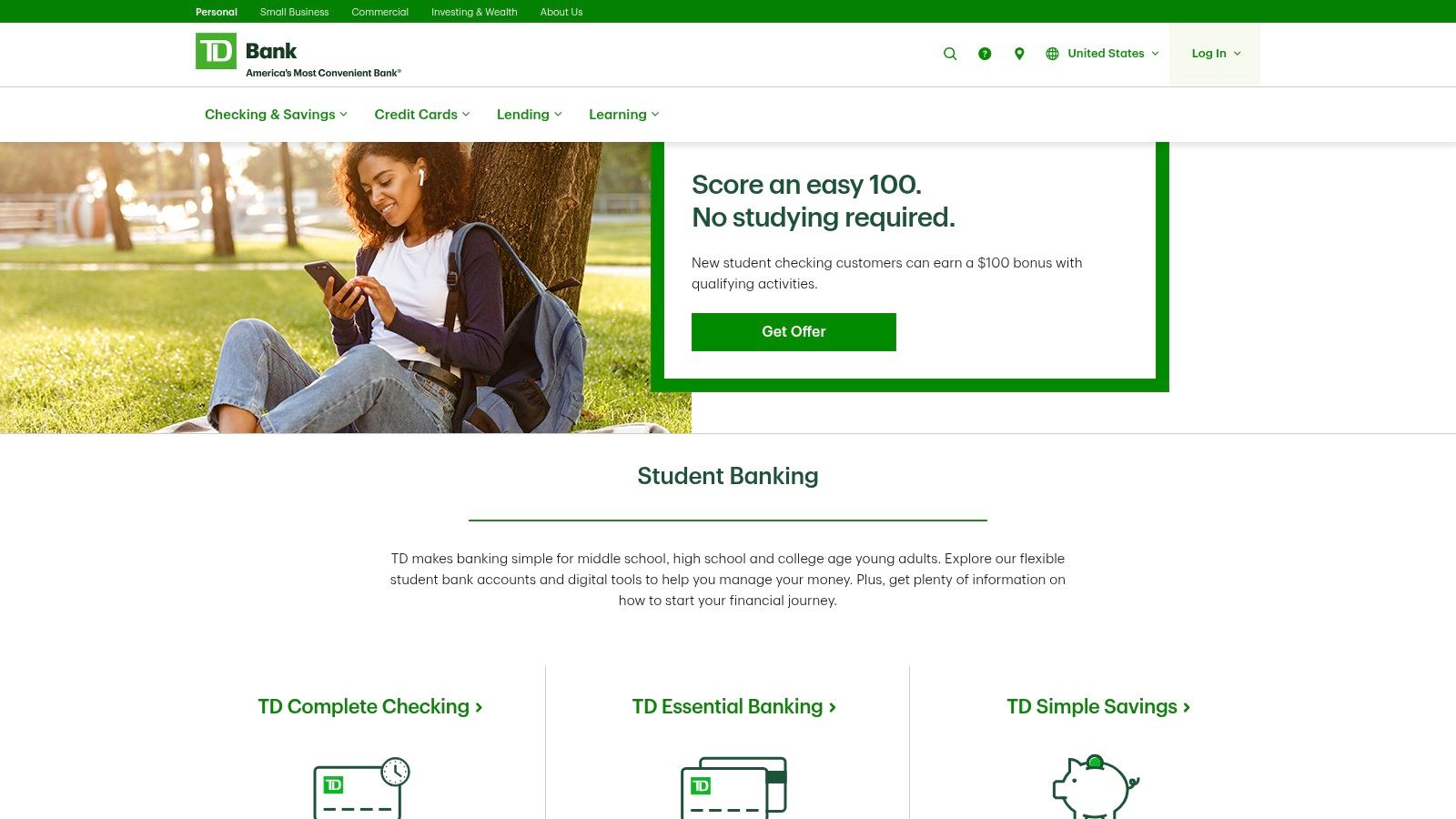 TD Bank — Student Banking (TD Complete Checking)