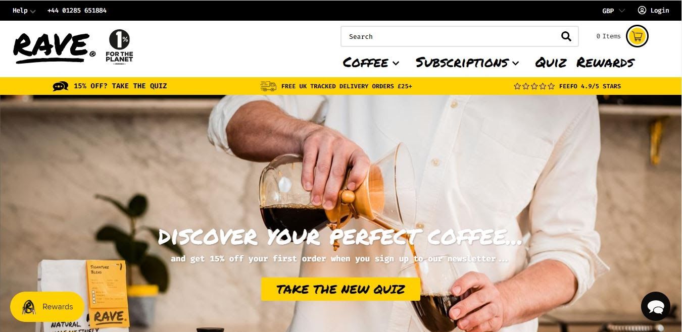 Subscription Website - Rave Coffee