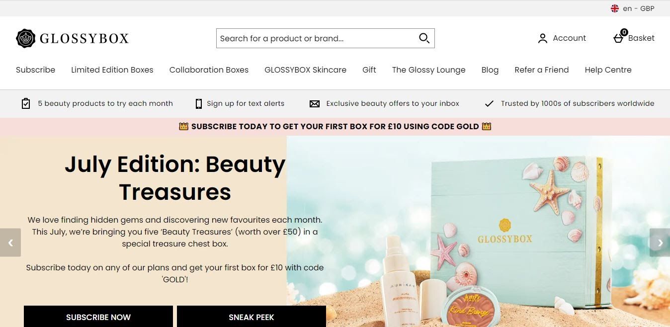 Subscription Website - Glossybox