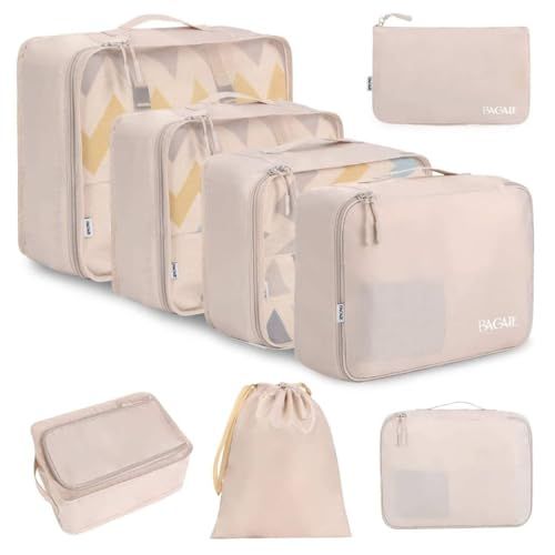 Cream BAGAIL eight-piece packing cube set