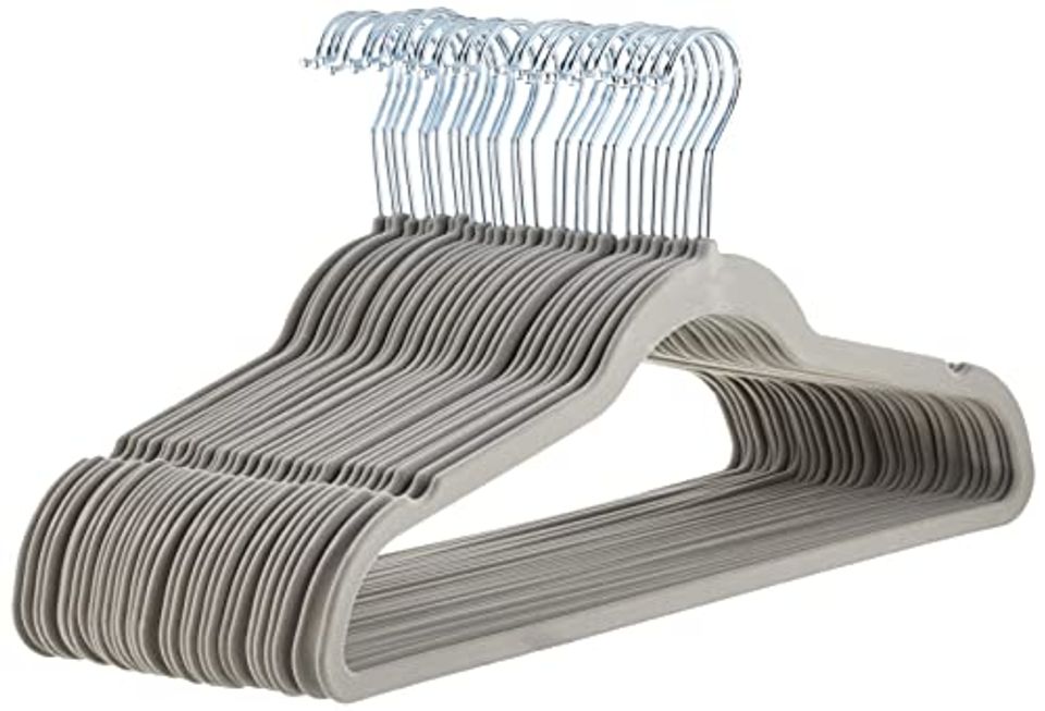 Gray slim velvet non-slip clothes hangers