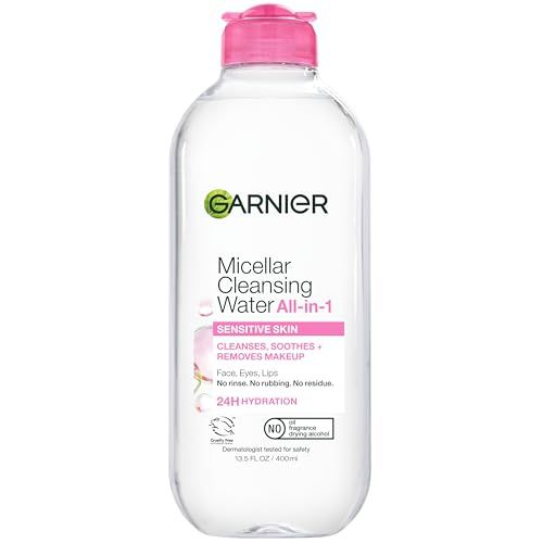 Garnier micellar water facial cleanser and makeup remover bottle