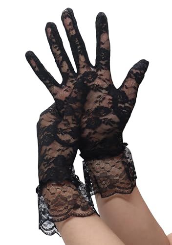 ATHX black floral lace wrist-length gloves