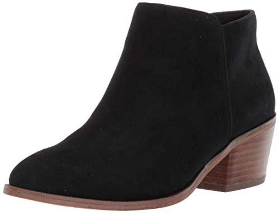 Amazon Essentials black microsuede low-heel ankle boots