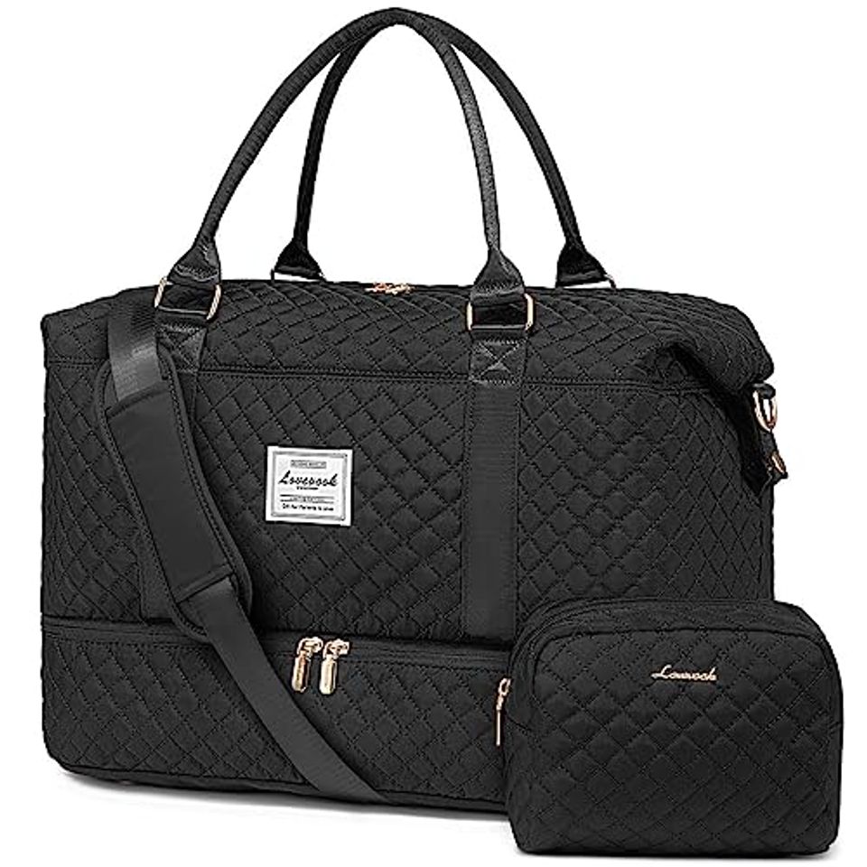 LOVEVOOK black women’s weekender bag with shoe compartment