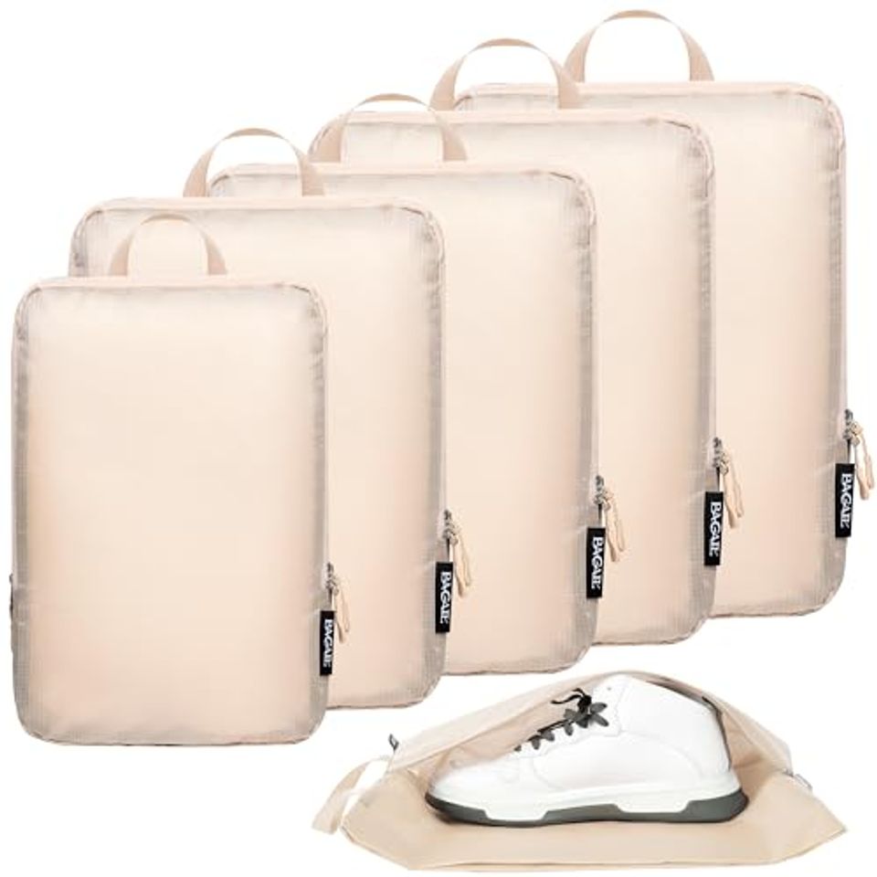 Beige BAGAIL six-piece ultralight compression packing cube set