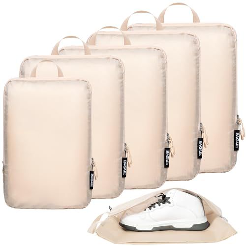 Beige BAGAIL six-piece ultralight compression packing cube set