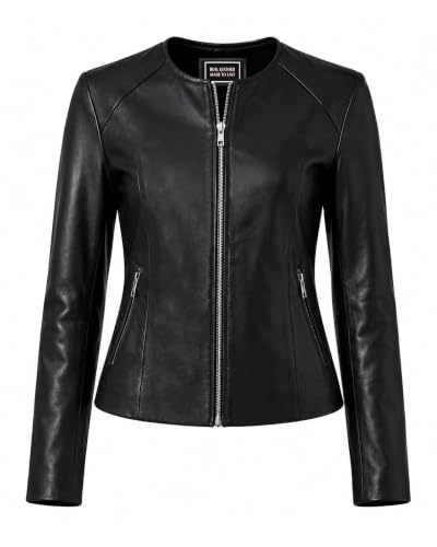 Jild women’s black collarless leather jacket