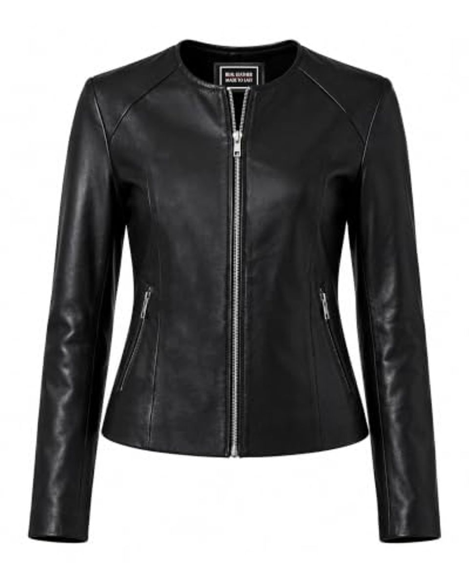 Jild women’s black collarless leather jacket