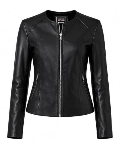 Jild women’s black collarless leather jacket