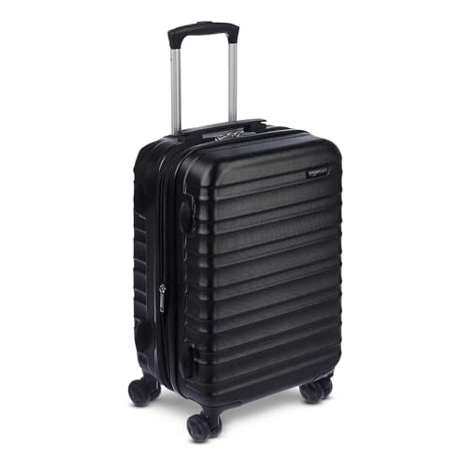 Black Amazon Basics 21-inch hardside carry-on suitcase