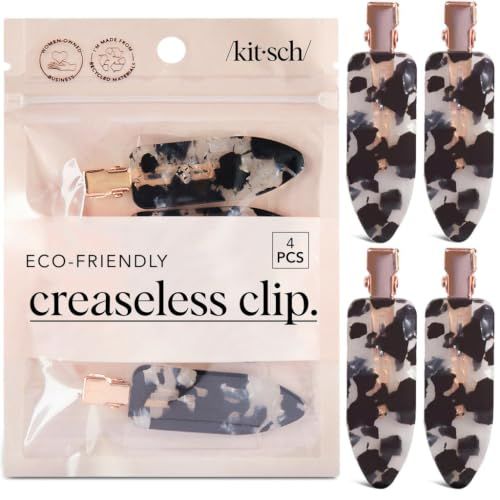 Four black terrazzo Kitsch creaseless hair clips