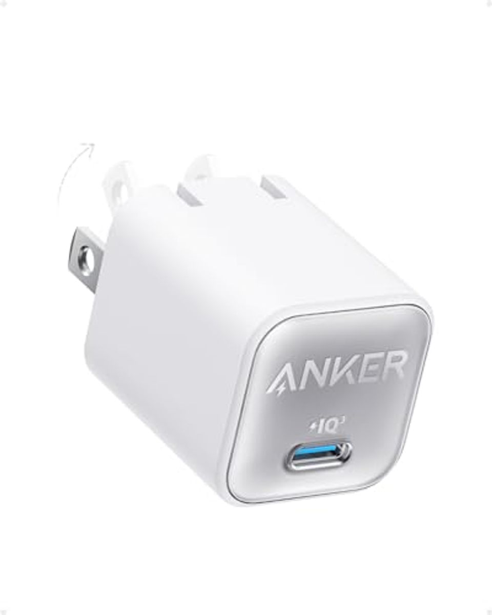 White Anker Nano 30-watt USB-C wall charger