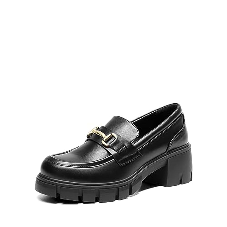 DREAM PAIRS women’s black chunky platform loafers
