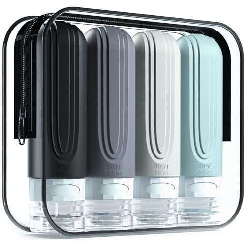 Four Mrsdry refillable silicone travel bottles