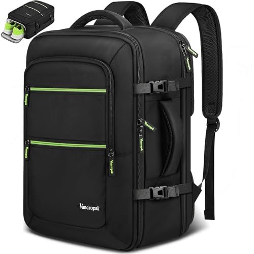 Black Vancropak 18 by 14 by 8-inch travel backpack