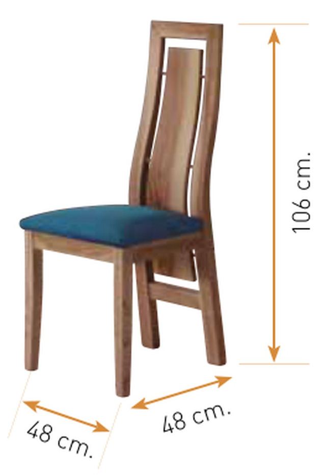 Medidas de la silla de comedor modelo 130: alto 106 cm · ancho 48 cm · fondo 48 cm