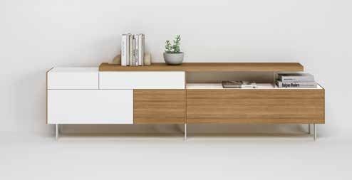Fotografía de mueble de televisión de salón de la colección FRESH, en acabado Blanco / Riva.