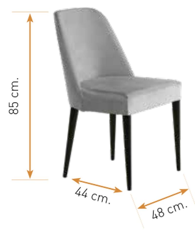 Medidas del sillón de comedor modelo 181: alto 85 cm · ancho 48 cm · fondo 44 cm