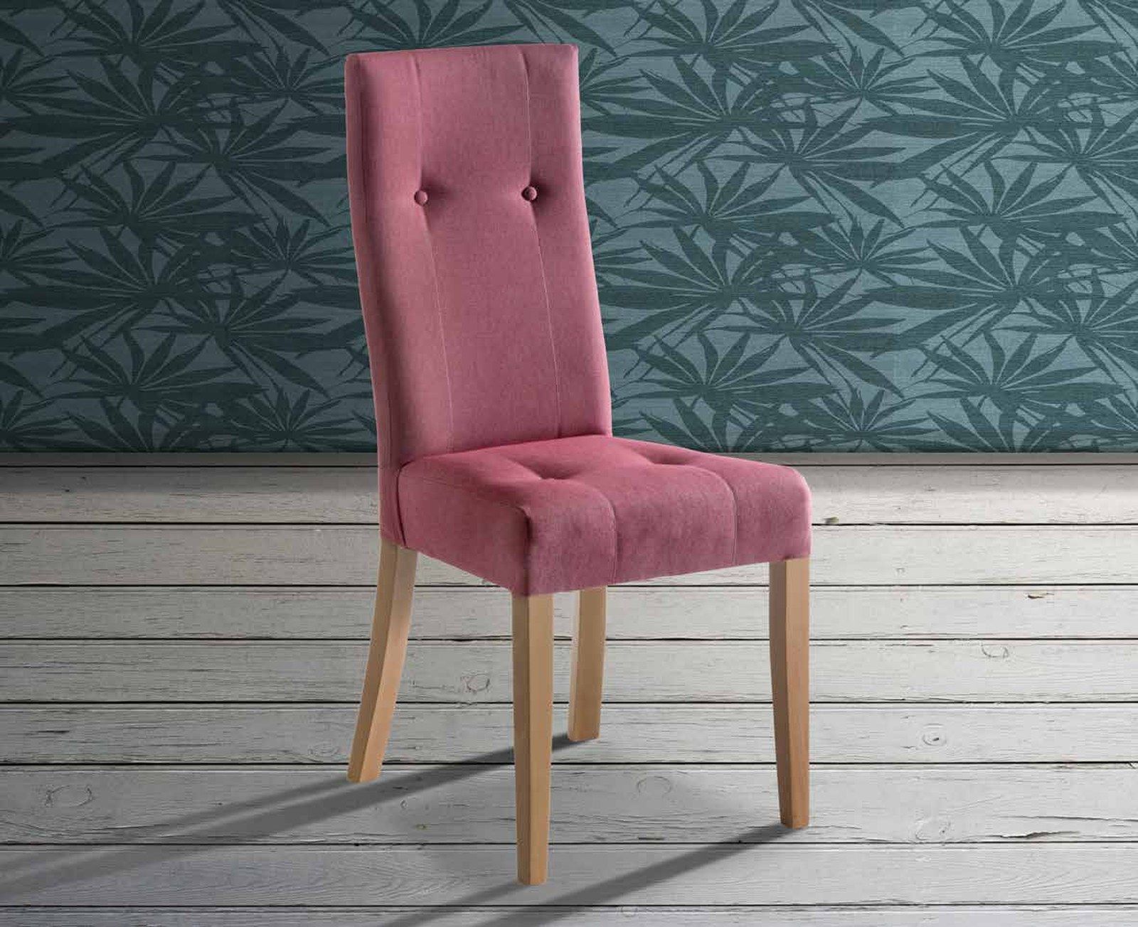 Silla de comedor modelo 149 de SG, respaldo alto tapizado en capitoné sobre patas de madera