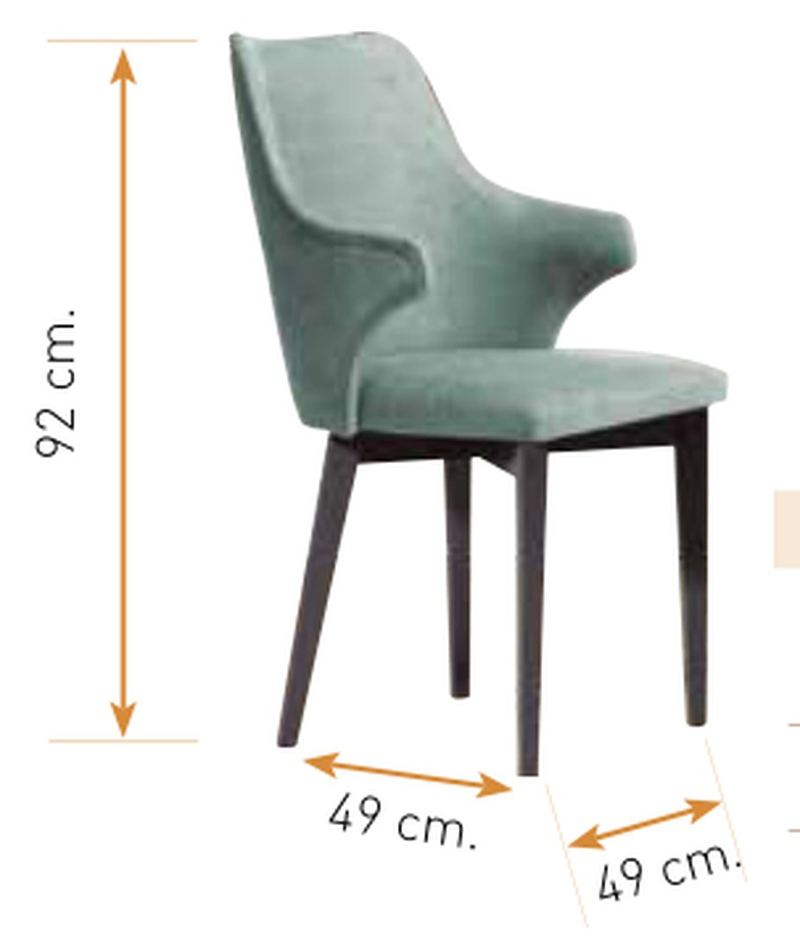 Medidas de la silla de comedor modelo 206: alto 92 cm · ancho 49 cm · fondo 49 cm