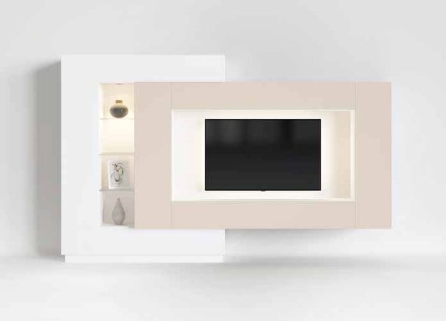 Fotografía de composición modular de salón de la colección FRESH, en acabado Coco / Blanco.