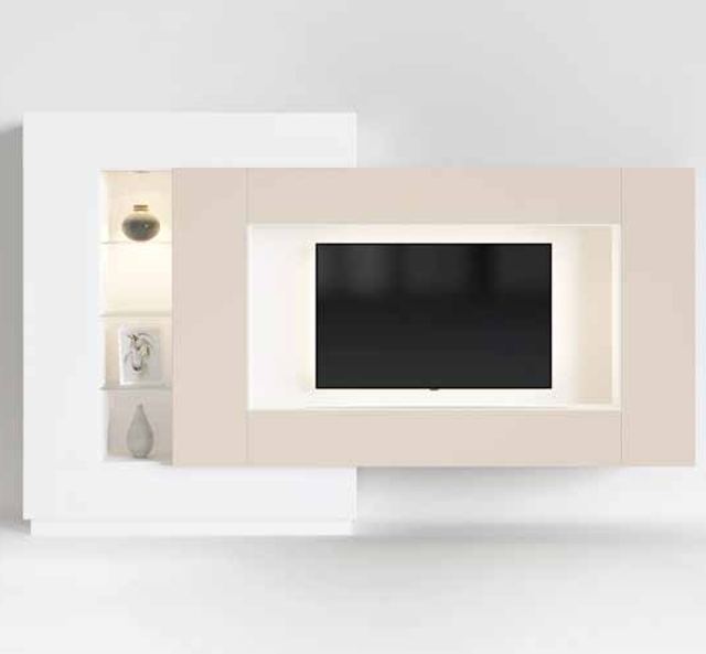 Fotografía de composición modular de salón de la colección FRESH, en acabado Coco / Blanco.
