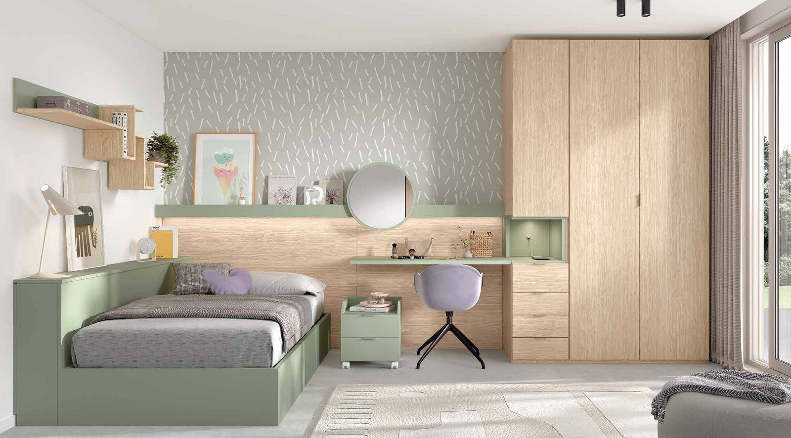 Dormitorio juvenil - Composición AD055, fotografía de catálogo del fabricante
