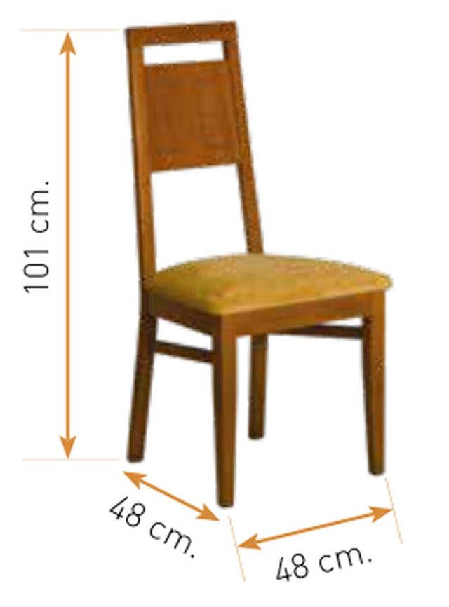 Medidas de la silla de comedor modelo 82: alto 101 cm · ancho 48 cm · fondo 48 cm