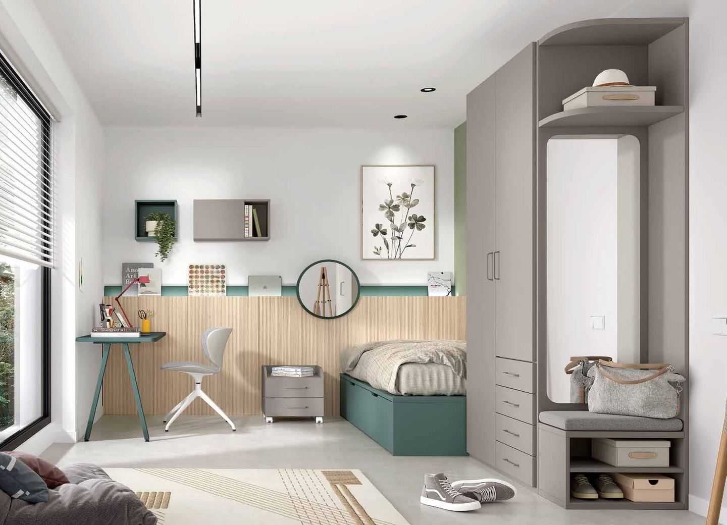Dormitorio juvenil - Composición AD061, fotografía de catálogo del fabricante
