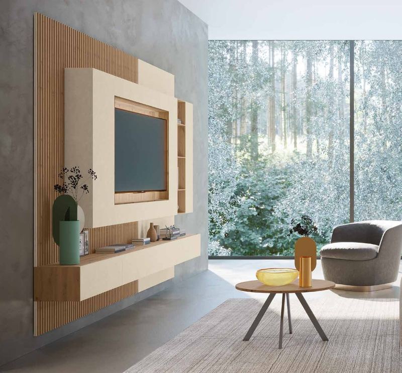 Fotografía de composición modular de salón de la colección FRESH, en acabado Amazonas / Arena.