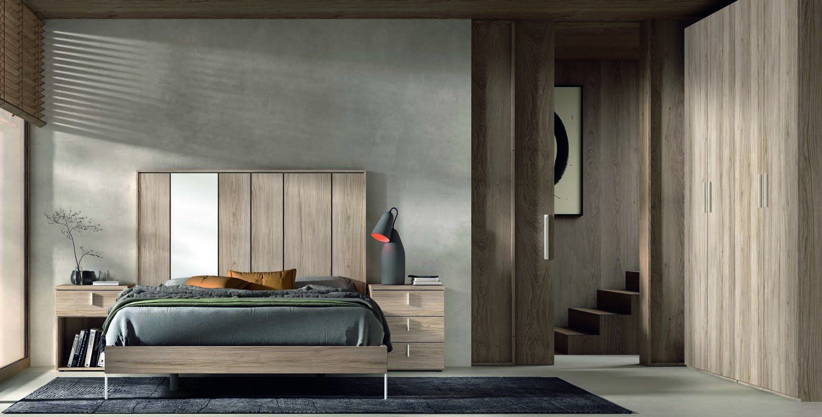 matrimonio-emotion-dormitorio-17-principal-01.jpg: Dormitorio Emötion composición 17 con cama doble, cabecero axtra, módulos win y frente de armarios