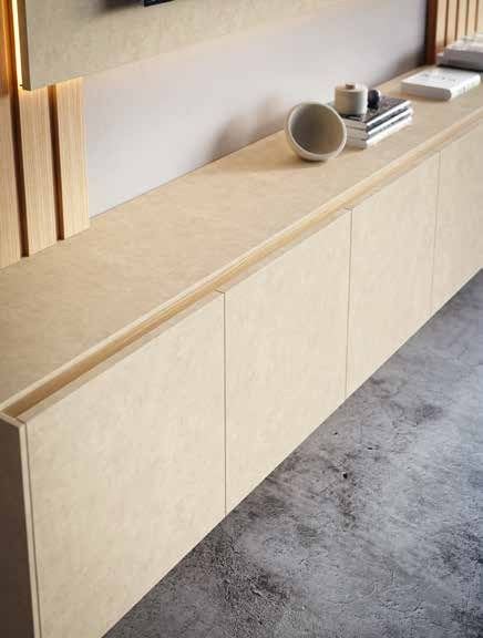 Fotografía de composición modular de salón de la colección FRESH, en acabado Tao / Arena.