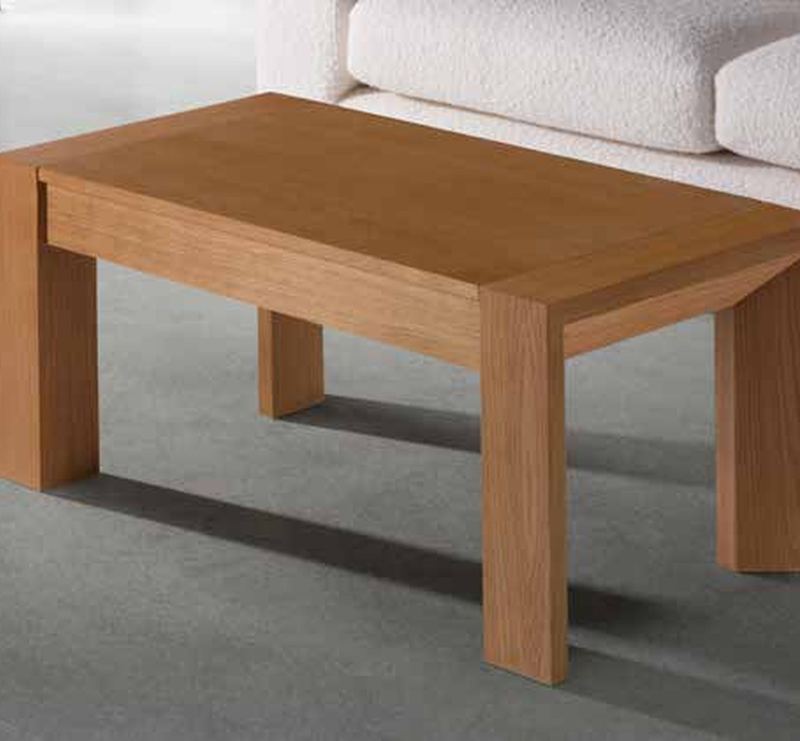Mesa de centro elevable modelo 219 de SG, de tablero rectangular macizo, con patas cuadradas en las esquinas