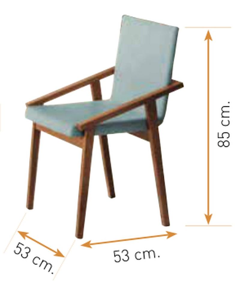 Medidas de la silla de comedor modelo 214: alto 85 cm · ancho 53 cm · fondo 53 cm