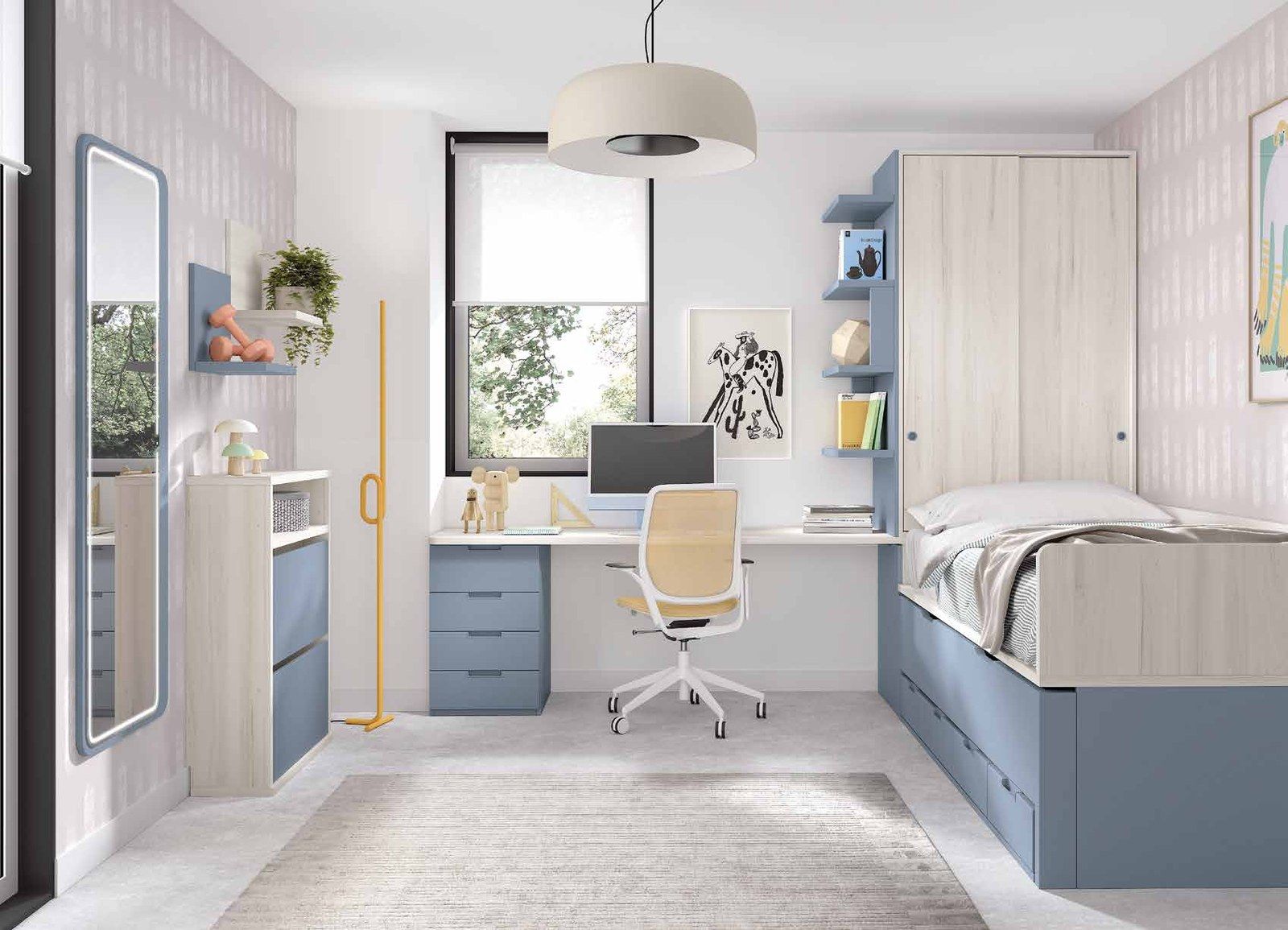 Dormitorio juvenil - Composición AD064, fotografía de catálogo del fabricante