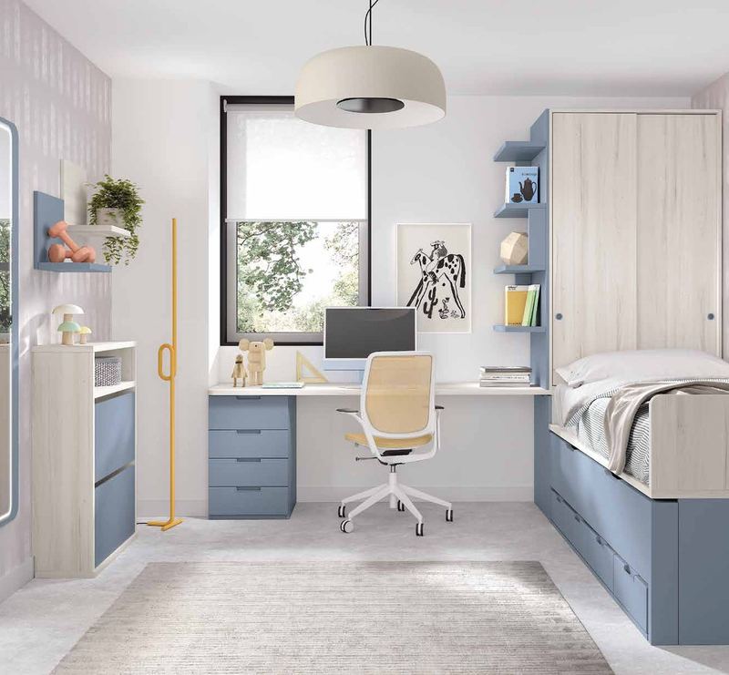 Dormitorio juvenil - Composición AD064, fotografía de catálogo del fabricante