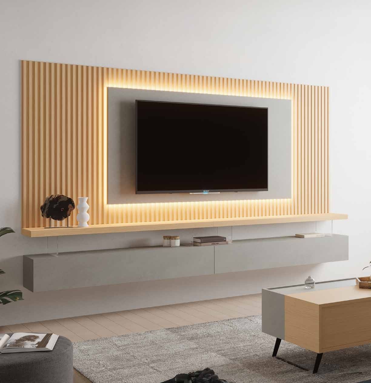 Fotografía de composición modular de salón de la colección FRESH, en acabado Riva / Blanco.