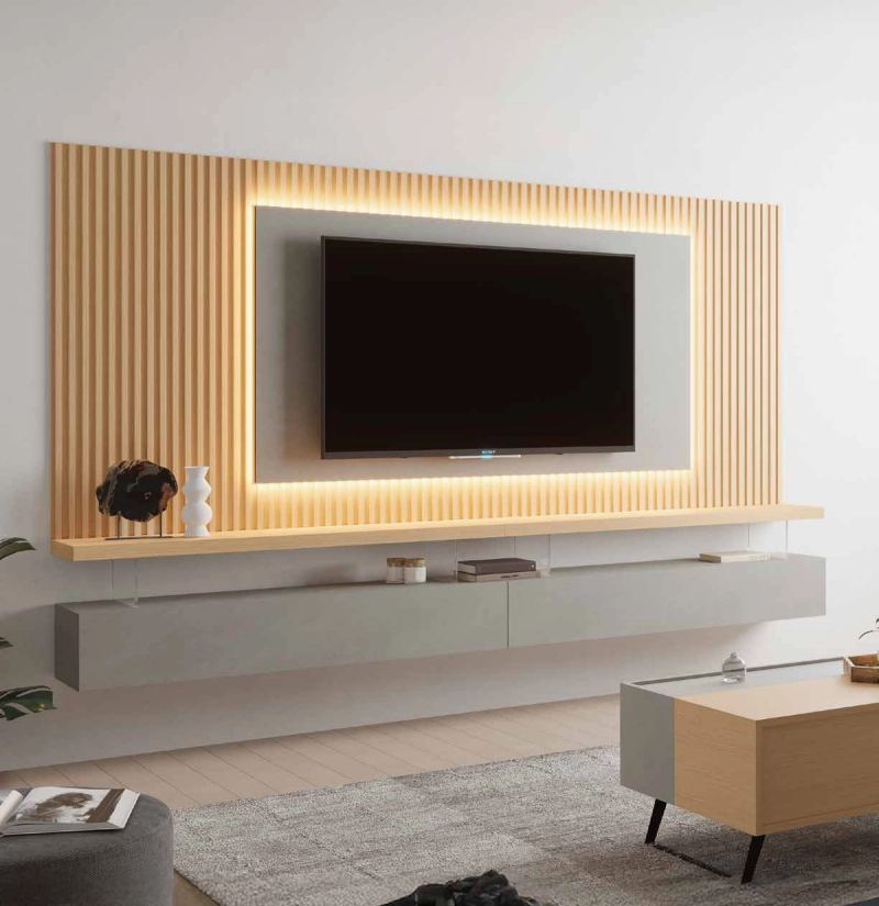 Fotografía de composición modular de salón de la colección FRESH, en acabado Riva / Blanco.