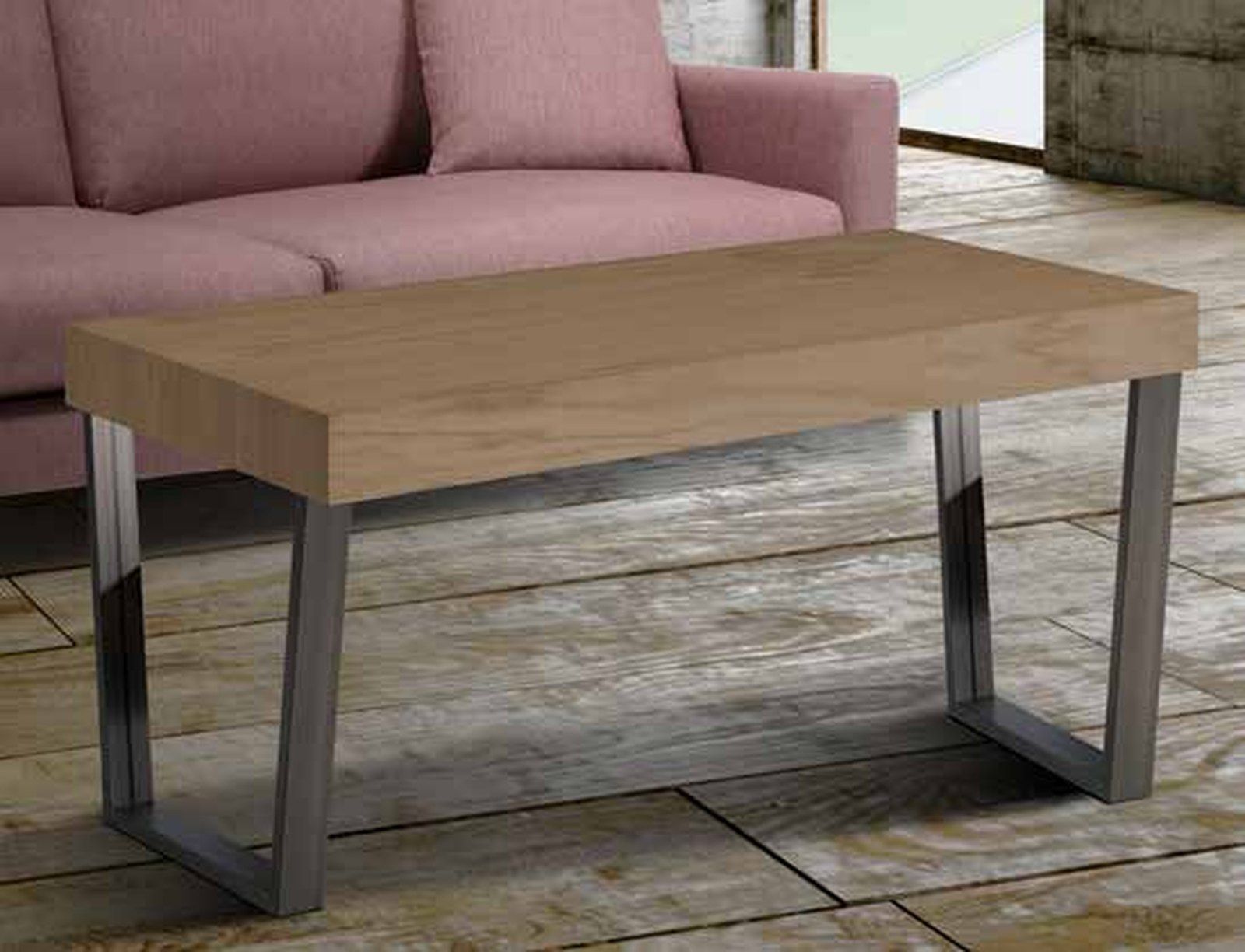 Mesa de centro elevable modelo 224 de SG, de tablero rectangular sobre patas metálicas en U