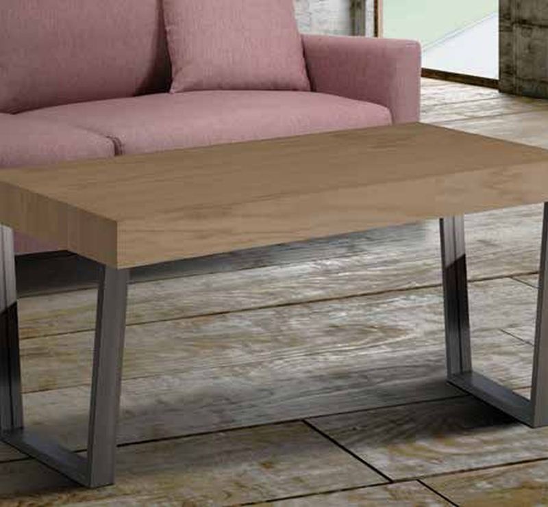 Mesa de centro elevable modelo 224 de SG, de tablero rectangular sobre patas metálicas en U