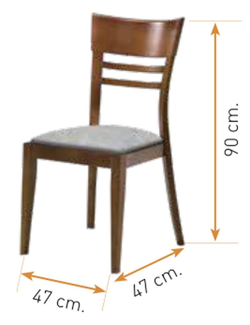 Medidas de la silla de comedor modelo 126: alto 90 cm · ancho 47 cm · fondo 47 cm