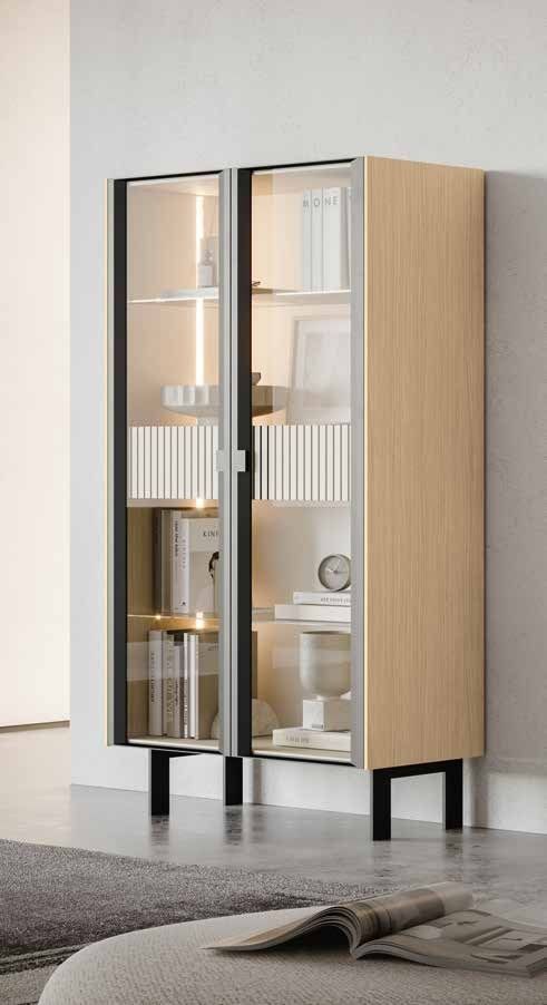 Fotografía de vitrina de salón de la colección FRESH, en acabado Tao / Boeta; también Blanco.