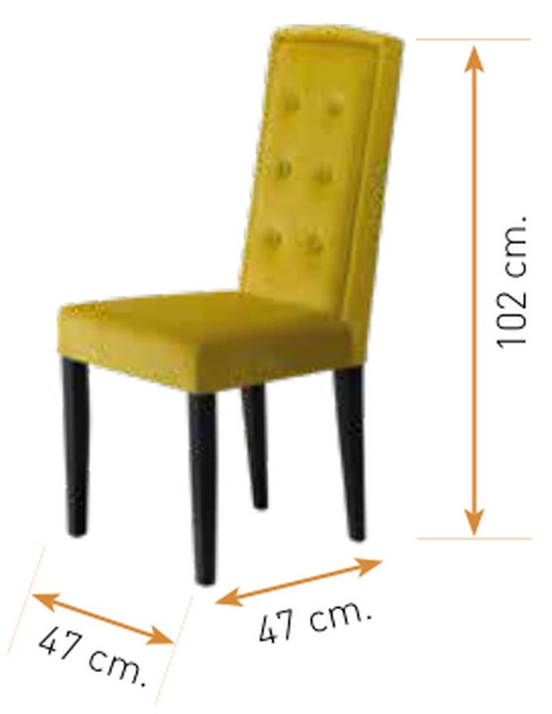 Medidas de la silla de comedor modelo 169: alto 102 cm · ancho 47 cm · fondo 47 cm