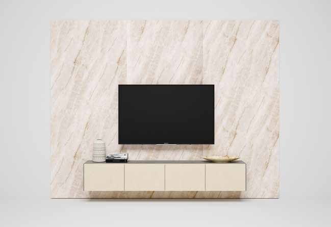 Fotografía de composición modular de salón de la colección FRESH, en acabado Kerala / Arena / Cuarzita.